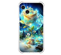 JZ TPU Caso para iPhone 14 Clear Case with Rose Design, Antiamarillecimiento, Anticaída, Carga inalámbrica Cubierta Compatible - Gold