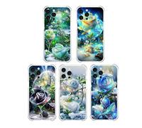 JZ TPU Caso para iPhone 16 Pro MAX Clear Case with Rose Design, Antiamarillecimiento, Anticaída, Carga inalámbrica Cubierta Compatible - 5 Pcs