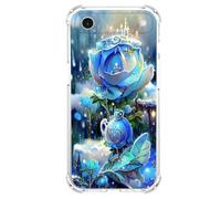 JZ TPU Caso para iPhone 17 Air Clear Case with Rose Design, Antiamarillecimiento, Anticaída, Carga inalámbrica Cubierta Compatible - Blue
