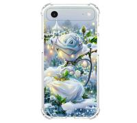 JZ TPU Caso para iPhone 17 Air Clear Case with Rose Design, Antiamarillecimiento, Anticaída, Carga inalámbrica Cubierta Compatible - White