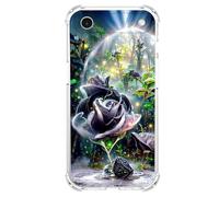 JZ TPU Caso para iPhone 17 Air Clear Case with Rose Design, Antiamarillecimiento, Anticaída, Carga inalámbrica Cubierta Compatible - Black