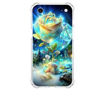 JZ TPU Caso para iPhone 17 Air Clear Case with Rose Design, Antiamarillecimiento, Anticaída, Carga inalámbrica Cubierta Compatible - Gold