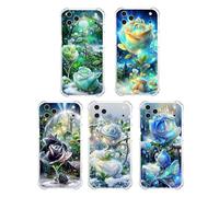 JZ TPU Caso para iPhone 17 Pro MAX Clear Case with Rose Design, Antiamarillecimiento, Anticaída, Carga inalámbrica Cubierta Compatible - 5 Pcs