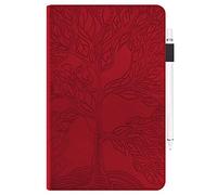 JZ [Tree of Life Funda Compatible with Huawei MediaPad M5 Lite/C5 10.1 Inch Tablet PC Flip Cover - Red