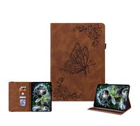 JZ Vintage Floral Butterfly Design Premium PU Leather Caso para Amazon Kindle Fire MAX 11 Multi-Angle Viewing Cubierta de Soporte con Soporte de lápiz - Brown