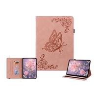 JZ Vintage Floral Butterfly Design Premium PU Leather Caso para Samsung Galaxy Tab A (10.1 Inch) 2019 SM-T510,T515 Multi-Angle Viewing Cubierta de Soporte con Soporte de lápiz - Pink