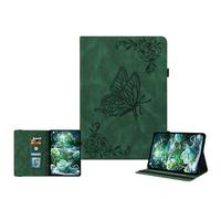 JZ Vintage Floral Butterfly Design Premium PU Leather Caso para Xiaomi Pad 5 / Pad 5 Pro 11 Inch 2021 Multi-Angle Viewing Cubierta de Soporte con Soporte de lápiz - Dark Green