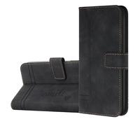 JZ Wallet Caso para iPhone 12 [Smile Style][Skin Touch Feeling][Magnetic Buckle] Cuero Artificial Caso para iPhone 12 Pro - Black
