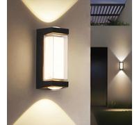 JZCDR Apliques Pared Exterior LED Lámpara de Pared IP65 Luz pared Negro Lampara Exterior Pared Modernos para Exterior Balcón Porche Patio, 3000K Luz Cálida