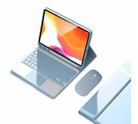JZCZMCE Funda con Teclado para iPad 9ª/8ª/7ª Gen 10,2"/Air 3ª Gen/Pro 10,5, Contiene Ñ, Teclado Inalámbrico Magnético Desmontable, Funda Protectora Ultradelgada con Ratón Bluetooth,Azul