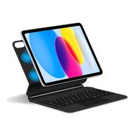 JZCZMCE Funda con Teclado para iPad (A16) 11ª/10ª generación 2022/2025, Contiene Ñ, Soporte Magnético Flotante Cantilever, Funda Protectora Ultradelgada con Teclado Retroiluminado,Negro
