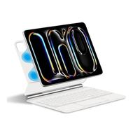 JZCZMCE Funda con Teclado para iPad Air 11 (M3/M2, 2025/2024)/Pro 11 (1ª, 2ª, 3ª, 4ª Gen)/Air 5ª 4ª, Contiene Ñ, Soporte Magnético Flotante Cantilever con Teclado Retroiluminado,Blanca