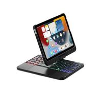 JZCZMCE Funda con Teclado para iPad Mini 7 (2024) & Mini 6 (2021) 8.3", Contiene Ñ, Giratoria 360°, Teclado Retroiluminado de 7 Colores con Trackpad & Soporte para Lápiz,Negro