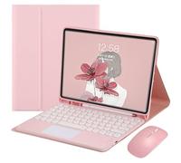 JZCZMCE Funda con Teclado para Samsung Galaxy Tab S10 Lite de 10,9 Pulgadas 2025 (SM-X400/X406), Contiene Ñ, Teclado Inalámbrico Desmontable Magnético con Ratón Bluetooth,Rosado