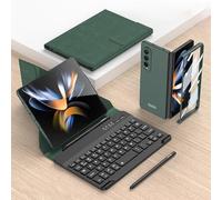 JZCZMCE Funda con Teclado para Samsung Galaxy Z Fold 7, Teclado Inalámbrico Magnético Desmontable con Soporte para S Pen [Teclado + Estuche + Lápiz Capacitivo],Verde