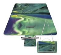 JZemdybill Alfombra de picnic, hermosa manta cuadrada de picnic con luces del norte, alfombras al aire libre, 148 cm x 148 cm