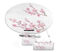 JZemdybill Alfombra de picnic, manta redonda de picnic con flores de cerezo, alfombras al aire libre, 149 cm x 148 cm