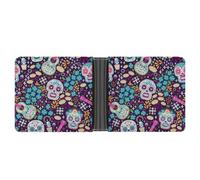 JZemdybill Billetera de cuero Venice Italia, billetera plegable de cuero para tarjetas de crédito, monedero delgado, Día de Muertos mexicano, One Size