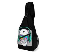 JZemdybill Bolsa cruzada, bolsa de pecho de calavera Rock and Roll, bolsa bandolera para viajes, compras, deportes, Estilo:, 38x20cm