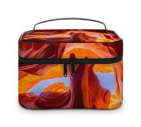 JZemdybill Bolsa de cosméticos, bolsa de maquillaje Antelope Canyon, bolsa de aseo de viaje de cuero para mujer