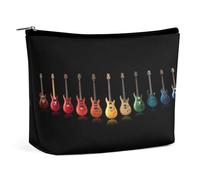 JZemdybill Bolsa de cosméticos, bolsa de maquillaje de árbol de calavera de terror, bolsa de aseo portátil con cremallera para uso diario, viajes, Guitarra colorida música, Talla única