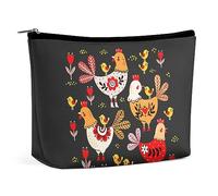 JZemdybill Bolsa de cosméticos, bolsa de maquillaje de pollo colorido extraño, bolsa de aseo portátil con cremallera para uso diario, viajes