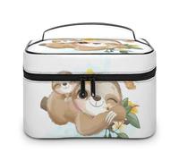 JZemdybill Bolsa de cosméticos, bolsa de maquillaje Yorkshire Terrier, bolsa de aseo de viaje de cuero para mujer, Adorable perezoso, 25x18x15cm