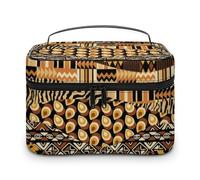 JZemdybill Bolsa de cosméticos, bolsa de maquillaje Yorkshire Terrier, bolsa de aseo de viaje de cuero para mujer, Patchwork de estilo africano, 25x18x15cm