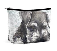 JZemdybill Bolsa de cosméticos, bonita bolsa de maquillaje de ardilla, bolsa de aseo portátil con cremallera para uso diario, viajes, Lindo perro Schnauzer, Talla única