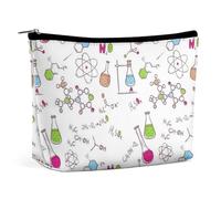 JZemdybill Bolsa de cosméticos, bonita bolsa de maquillaje para mascotas y té con leche, bolsa de aseo portátil con cremallera para uso diario, viajes, Patrón de experimento de química, Talla única