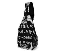 JZemdybill Bolso cruzado, cabeza de calavera de gato, tablero de bruja, bolsa de pecho gótica negra, bolsa bandolera para viajes, compras, deportes, Estilo:, 38x20cm