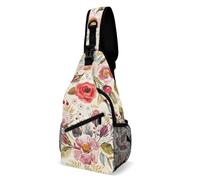 JZemdybill Bolso cruzado, diseño de flores de amapolas de acuarela, bolsa bandolera para viajes, compras, deportes, Estilo:, 38x20cm