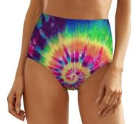 JZemdybill Bragas para mujer, estampado de calavera azul, ropa interior elástica de cintura alta para mujer, Colorido teñido anudado brillante, XXL