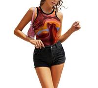 JZemdybill Camiseta sin mangas con estampado de retazos africanos para mujer, camiseta sin mangas para yoga, chaleco deportivo, Antelope Canyon, M