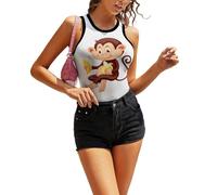 JZemdybill Camiseta sin mangas Manta Ray and Fish para mujer, camiseta sin mangas, camiseta de yoga, chaleco deportivo, Monkey Banana, M