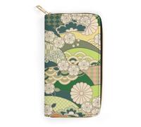 JZemdybill Cartera de cuero, cangrejo rojo, abeja pequeña, tamaño pequeño y gran capacidad, fácil de transportar, Patrón japonés, 19.7x10.5cm, Moderno