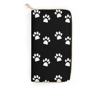 JZemdybill Cartera de cuero, diseño de abejas pequeñas, tamaño pequeño y gran capacidad, fácil de transportar, huellas de perro, 19.7x10.5cm, Moderno