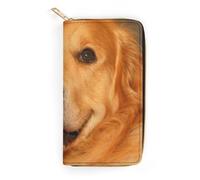 JZemdybill Cartera de cuero, diseño de abejas pequeñas, tamaño pequeño y gran capacidad, fácil de transportar, Golden Retriever Dog, 19.7x10.5cm, Moderno