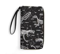 JZemdybill Cartera de cuero, hojas de eucalipto, con cuerda, tamaño pequeño y gran capacidad, fácil de transportar, Dinosaurios jurásicos, 19.7x10.5cm, Moderno