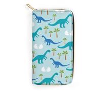 JZemdybill Cartera de cuero, hojas de Hawái, tamaño pequeño y gran capacidad, fácil de transportar, Bonitos dinosaurios de anime, 19.7x10.5cm, Moderno