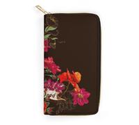 JZemdybill Cartera de cuero, hojas de plantas tropicales, tamaño pequeño y gran capacidad, fácil de transportar, Calavera floral de azúcar Día de los Muertos, 19.7x10.5cm, Moderno