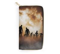 JZemdybill Cartera de cuero, lindo hipopótamo, tamaño pequeño y gran capacidad, fácil de transportar, Zombies Dead Men Walking Body at Night, 19.7x10.5cm, Moderno