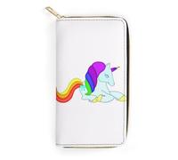 JZemdybill Cartera de cuero, plátanos de dibujos animados, tamaño pequeño y gran capacidad, fácil de transportar, Dinosaurios caminantes de unicornio arcoíris, 19.7x10.5cm, Moderno