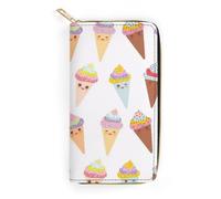 JZemdybill Cartera de cuero, tiburón de dibujos animados, tamaño pequeño y gran capacidad, fácil de transportar, Helado colorido, 19.7x10.5cm, Moderno