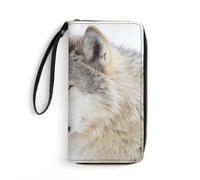 JZemdybill Cartera de cuero, Venecia Italia, con cuerda, tamaño pequeño y gran capacidad, fácil de transportar, Lobo marrón, 19.7x10.5cm, Moderno