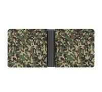 JZemdybill Cartera de piel de orca con bolsillo para monedas, cartera delgada de cuero para tarjetas de crédito, Patrón de camuflaje verde, One Size