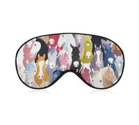 JZemdybill Máscara de ojos de tela lisa, máscara de dormir de caballos de dibujos animados coloridos, máscara de ojos para dormir con diadema ajustable para hombres y mujeres