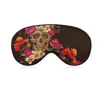 JZemdybill Máscara de ojos de tela suave, máscara de sueño floral con calavera de azúcar para el día de los muertos, máscara de ojos para dormir con diadema ajustable para hombres y mujeres