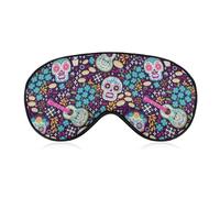 JZemdybill Máscara de ojos de tela suave, máscara de sueño mexicana de Día de Muertos, máscara de ojos para dormir con diadema ajustable para hombres y mujeres