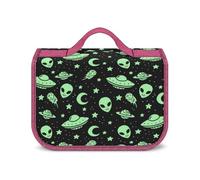 JZemdybill Neceser colgante con diseño de luna alienígena verde OVNI, bolsa de maquillaje impermeable para viajes, negocios, vacaciones, Green Alien Moon Ufo, Talla única